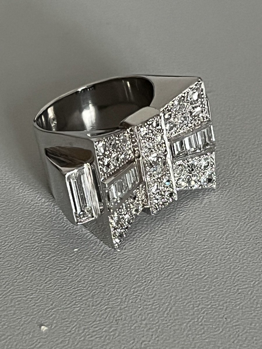 6118- Tank Ring Knot Platinum Diamonds-photo-1