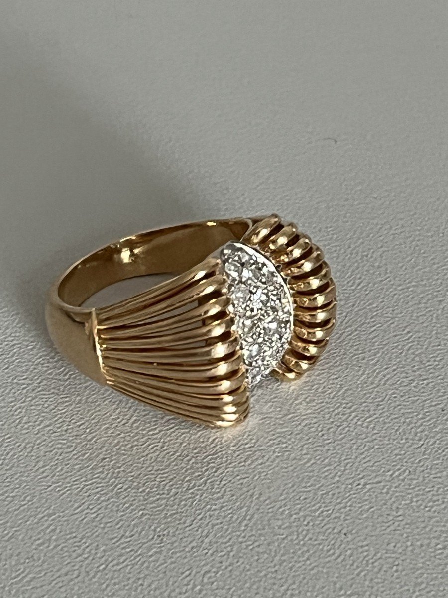 6119- Retro Ring Yellow Gold Thread Diamonds-photo-1