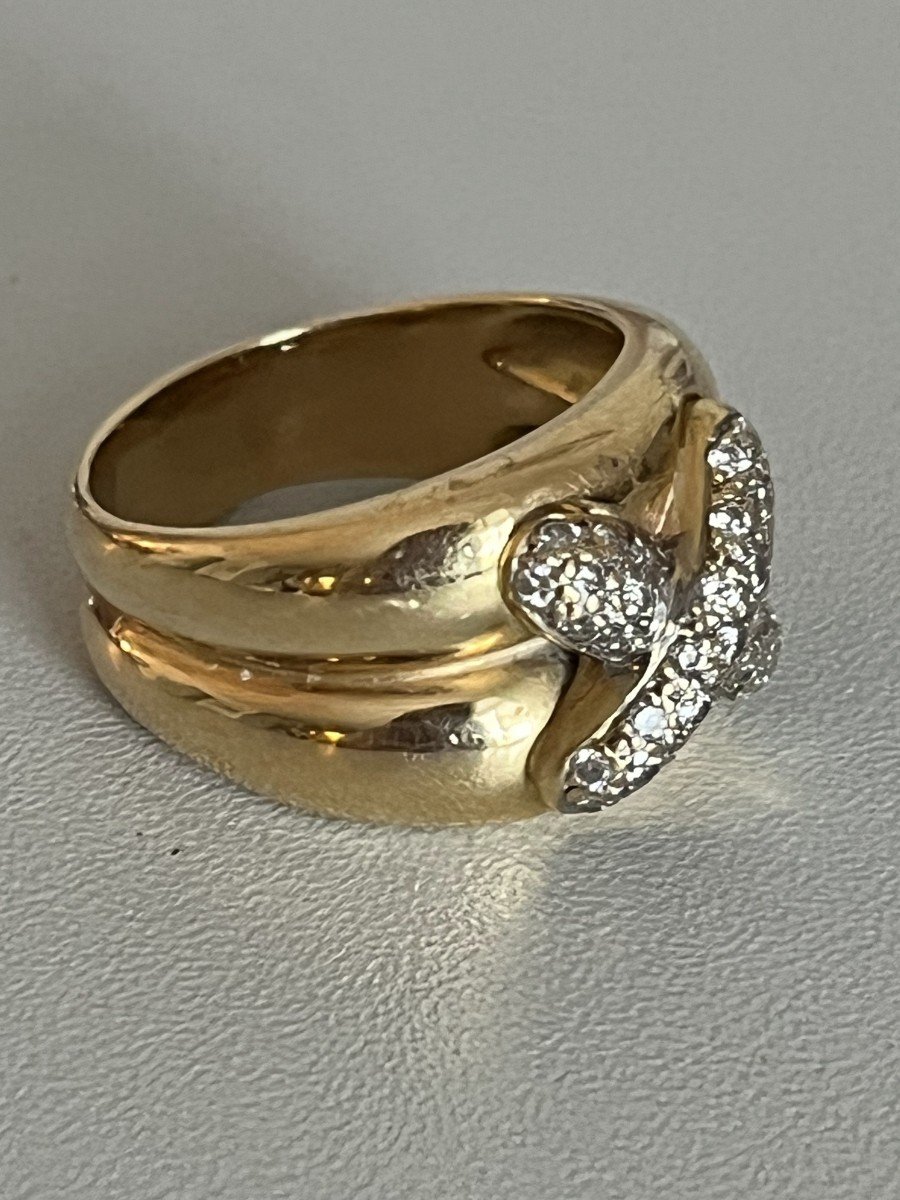 6145- Double Band Ring Yellow Gold Diamonds-photo-1