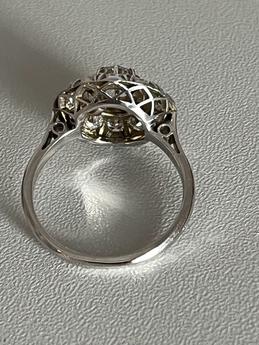 6194- Bague Or Gris Platine Diamants-photo-3