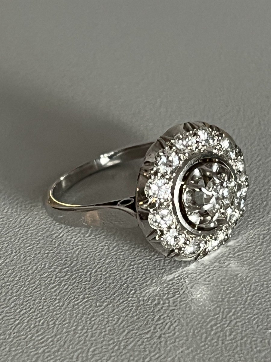 6194- Bague Or Gris Platine Diamants-photo-4