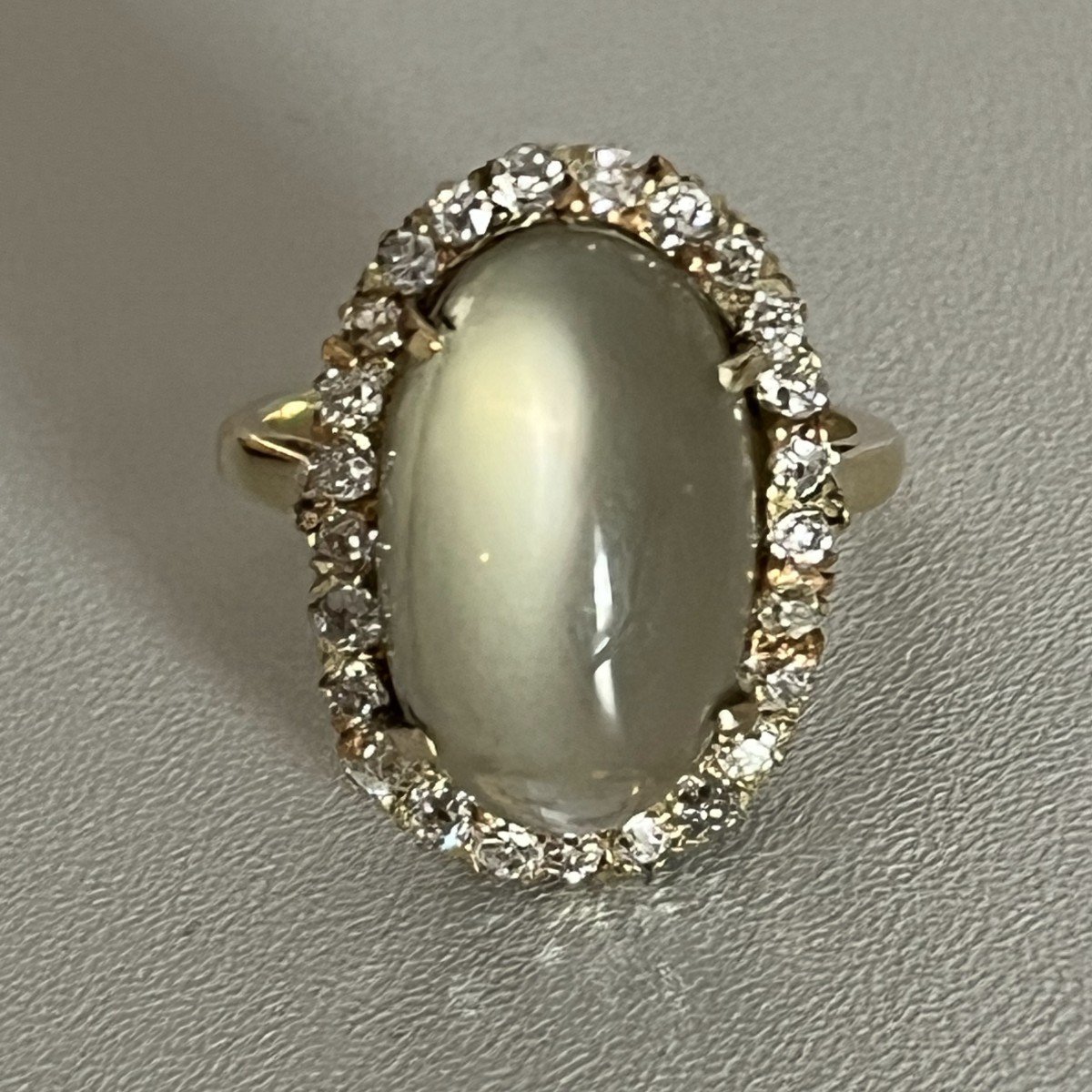 6199- Bague Or Jaune Pierre De Lune Diamants