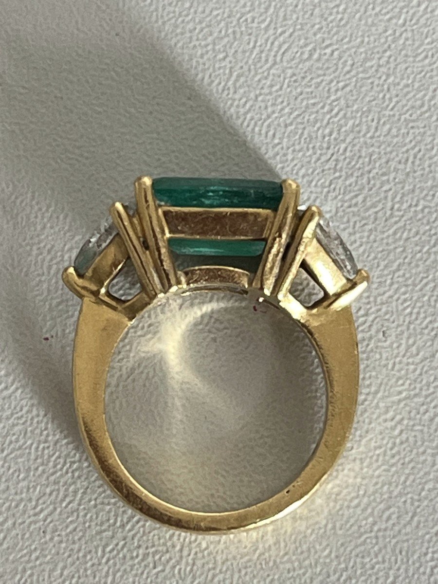 5180- Yellow Gold Ring With 3.70 Ct Emerald And Citrines-photo-1