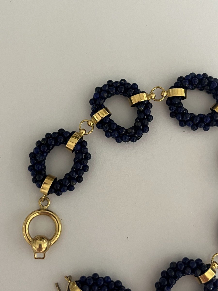 6070- Bracelet Or Jaune Lapis Lazuli-photo-3