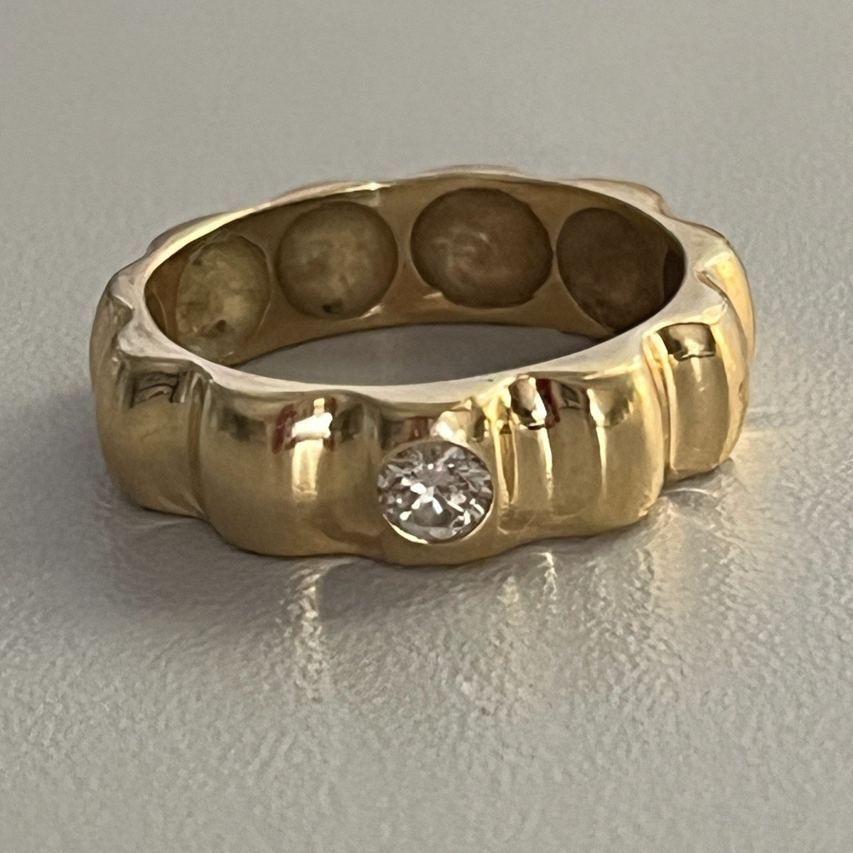 6232- Yellow Gold Diamond Bangle Ring