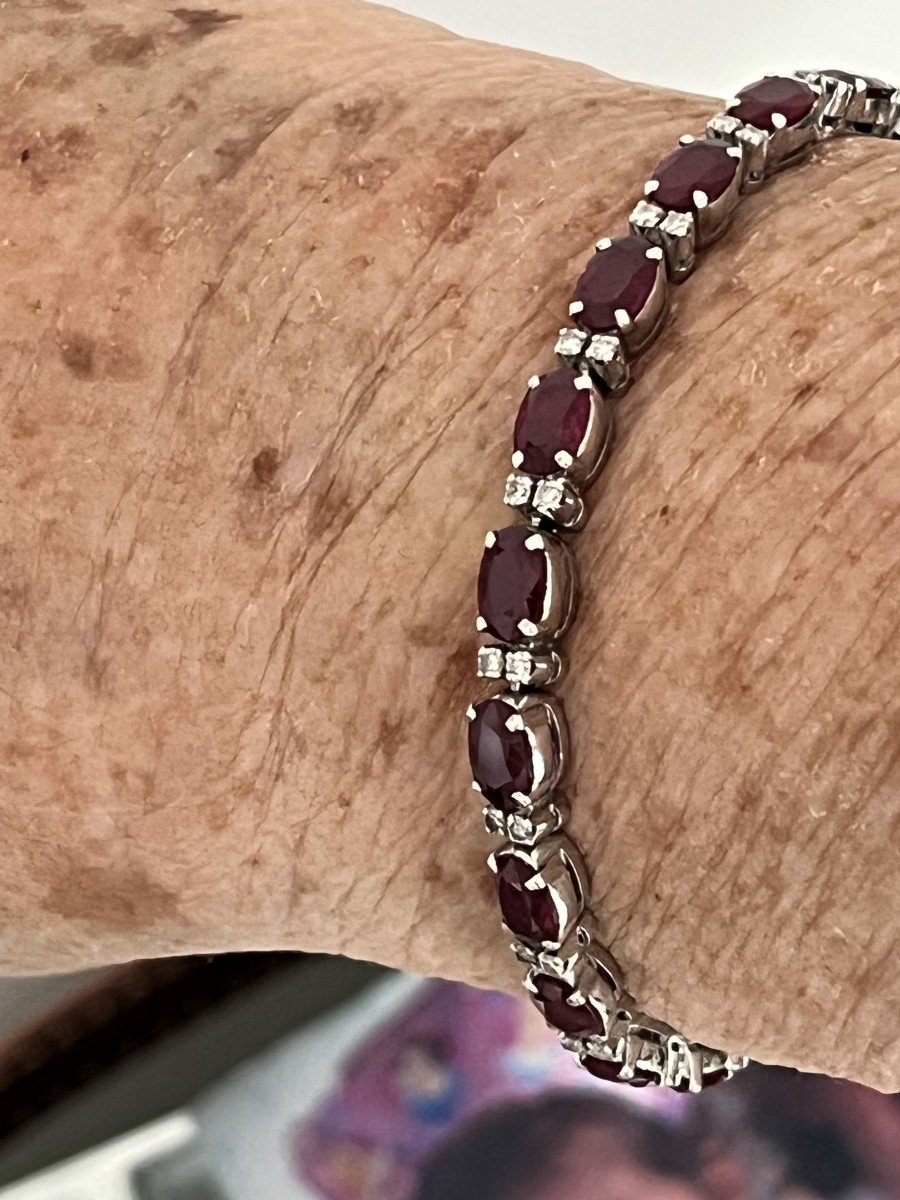 6270- White Gold Ruby Diamond River Bracelet-photo-2