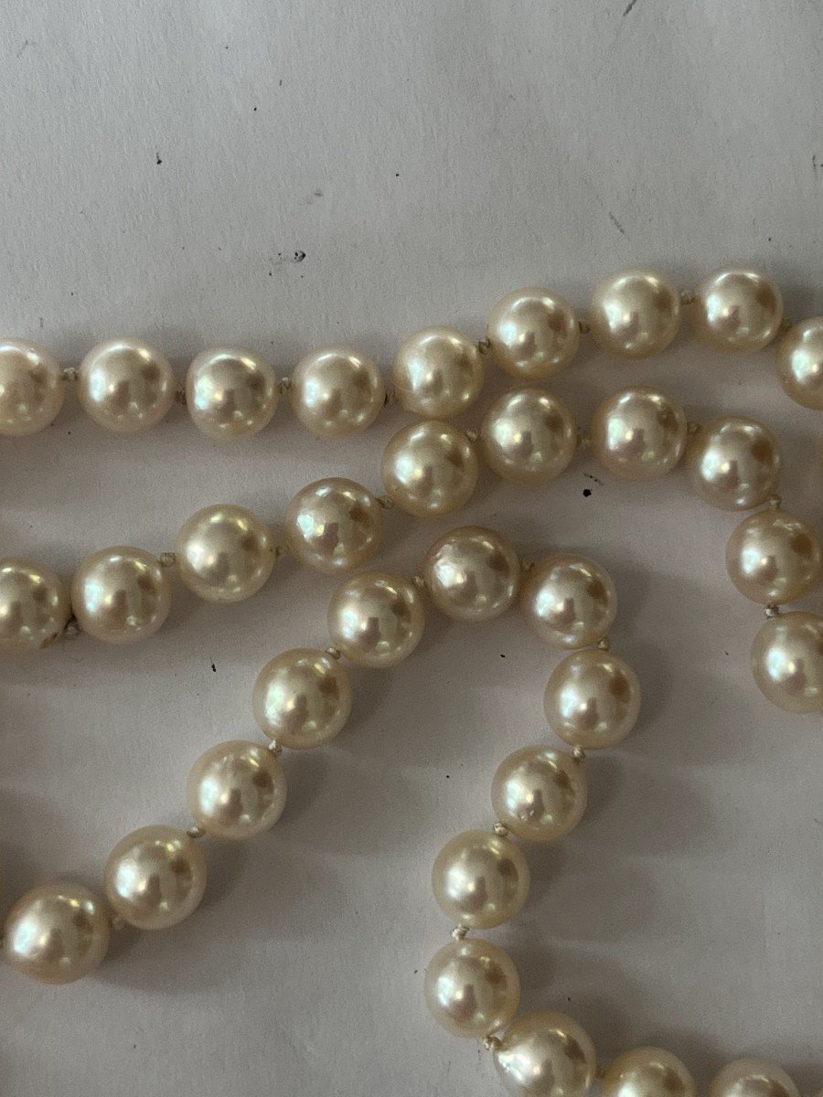 6099- Pearl Necklace 94 Cm Yellow Gold Clasp-photo-4