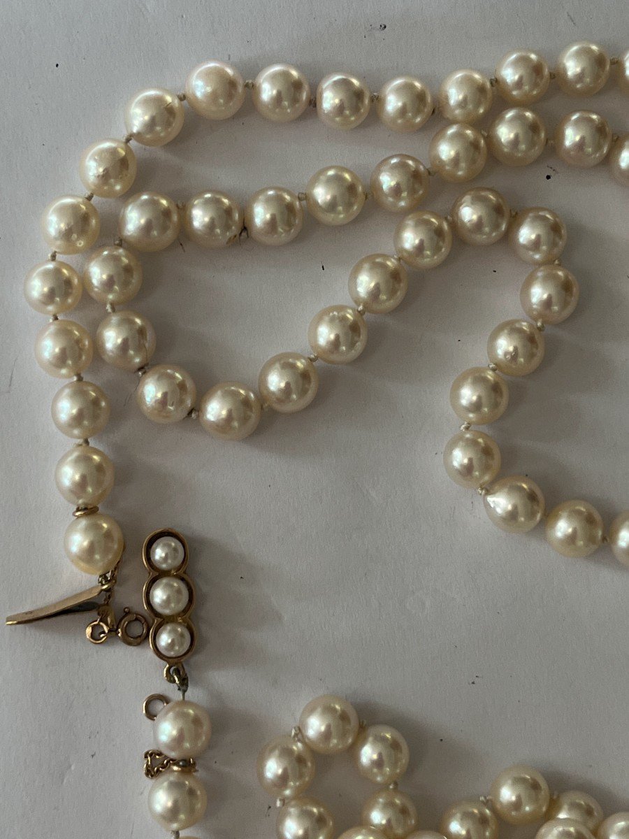 6099- Pearl Necklace 94 Cm Yellow Gold Clasp-photo-1