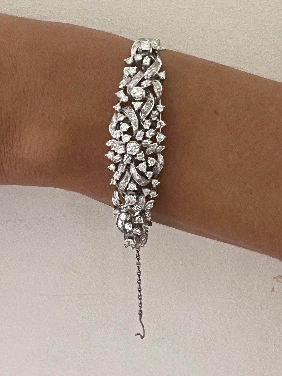 6109- Bracelet Souple Or Gris Diamants-photo-4