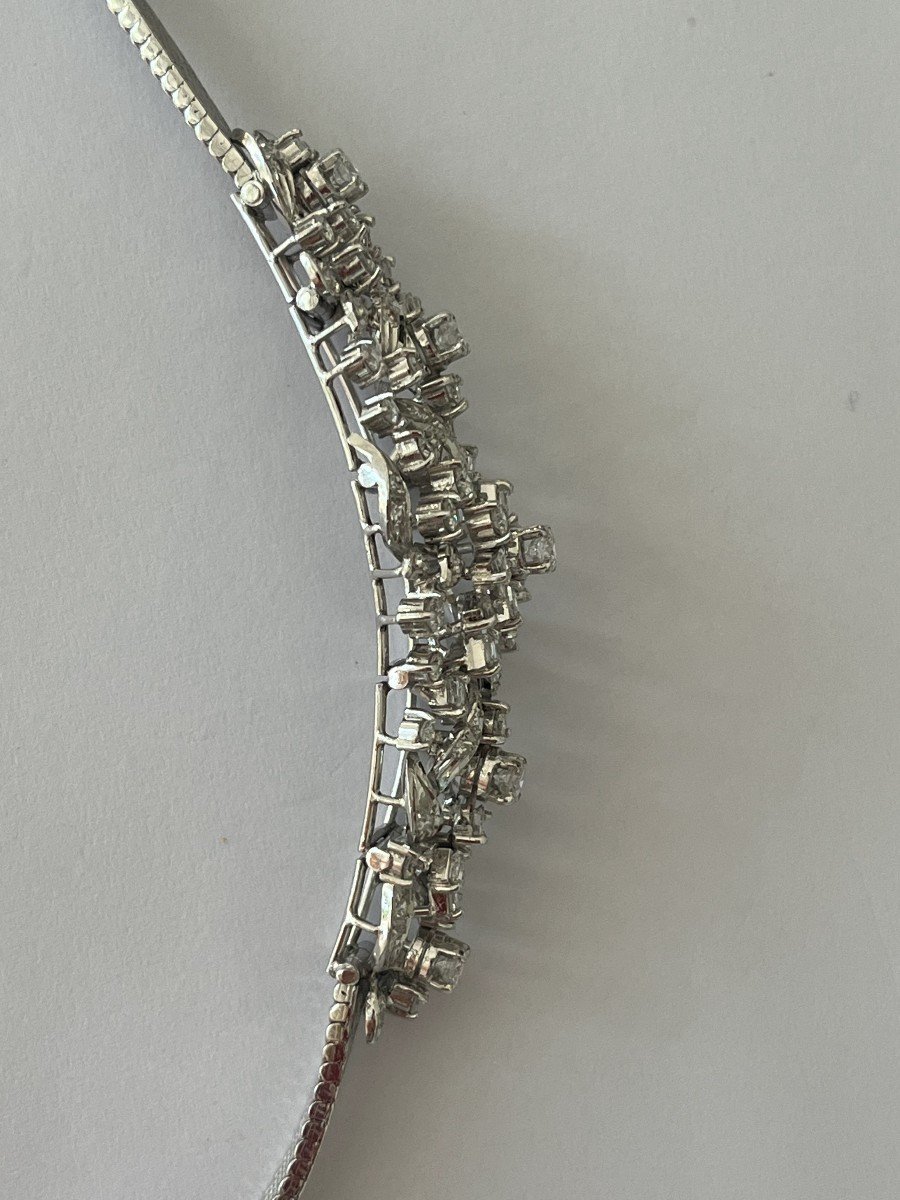 6109- Bracelet Souple Or Gris Diamants-photo-2