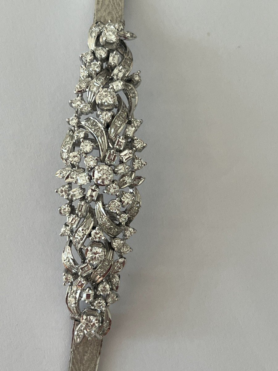 6109- Bracelet Souple Or Gris Diamants-photo-3