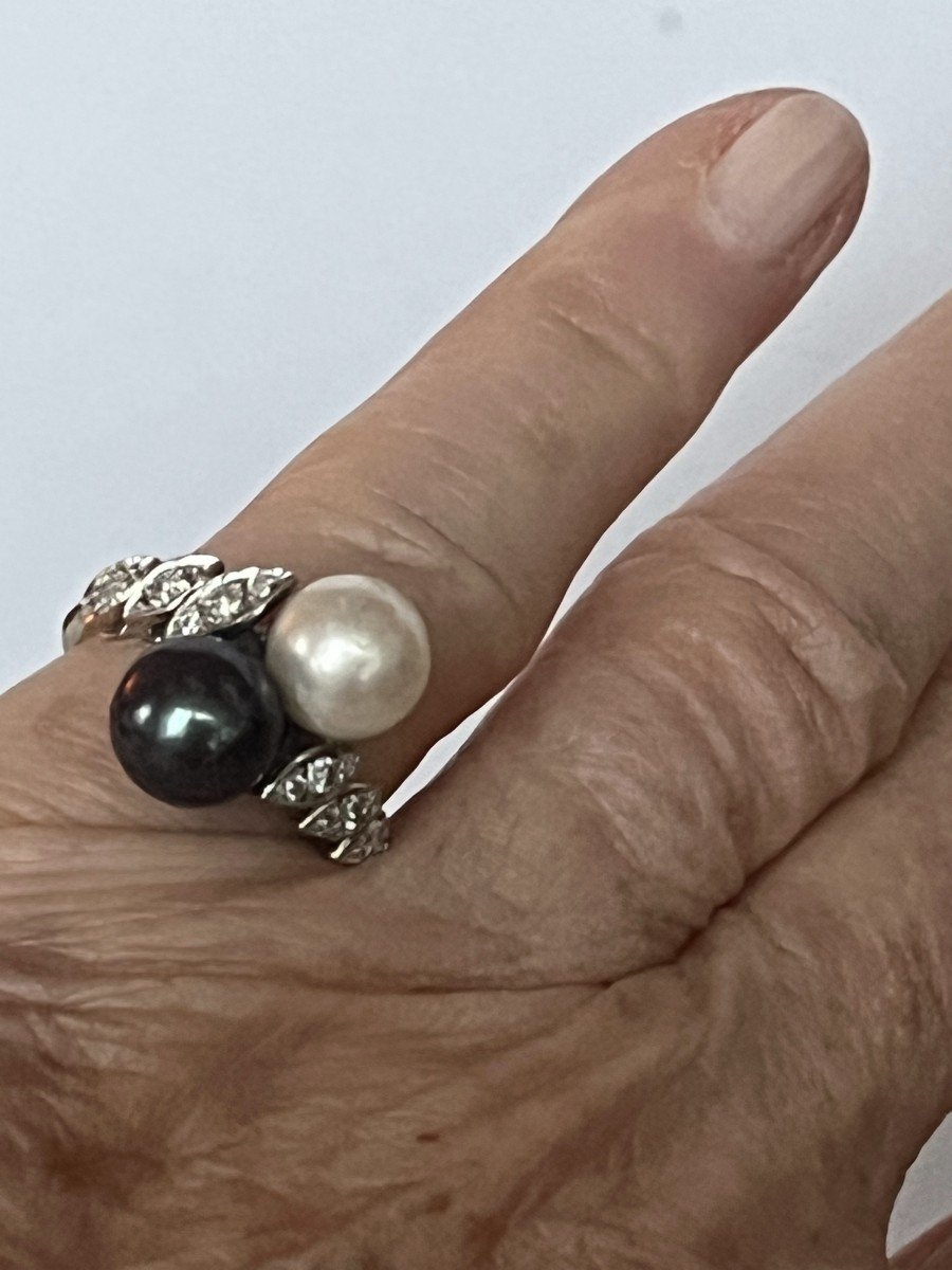 6200- You & Me Ring Grey Gold Pearls-photo-2