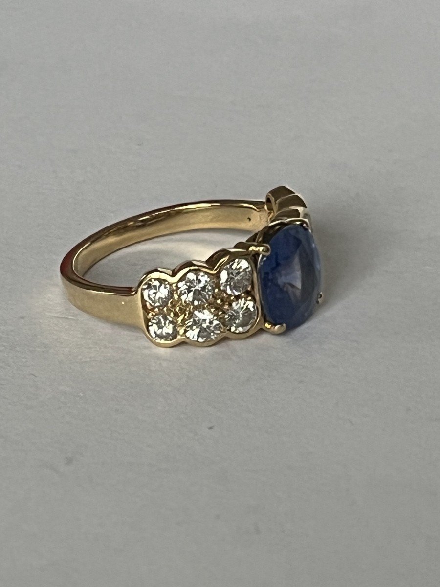 6235- Yellow Gold Sapphire Diamond Band Ring-photo-4