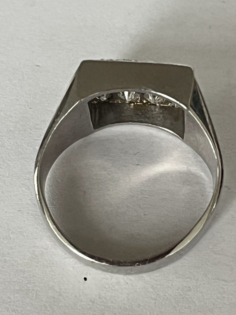 6239- White Gold Signet Ring With Diamonds 0.80 Ct-photo-4