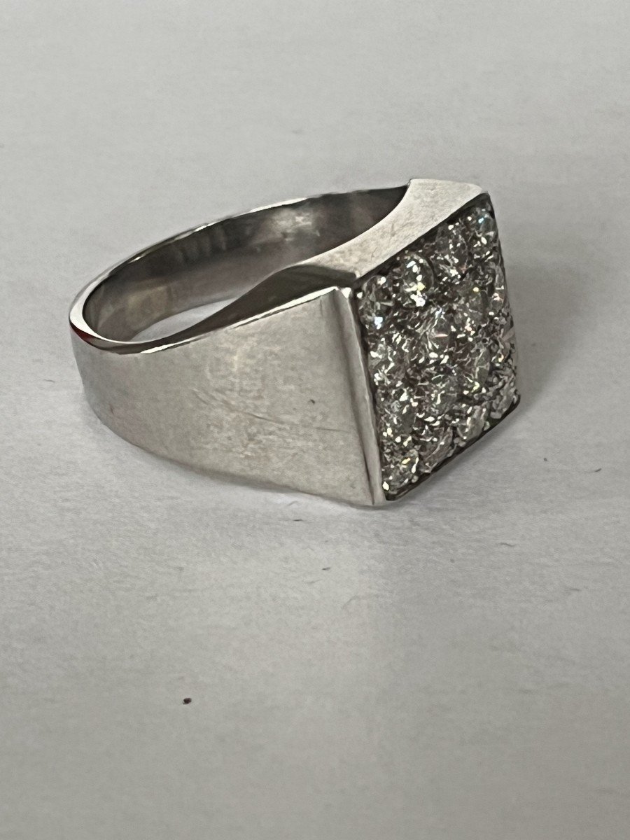 6239- White Gold Signet Ring With Diamonds 0.80 Ct-photo-1