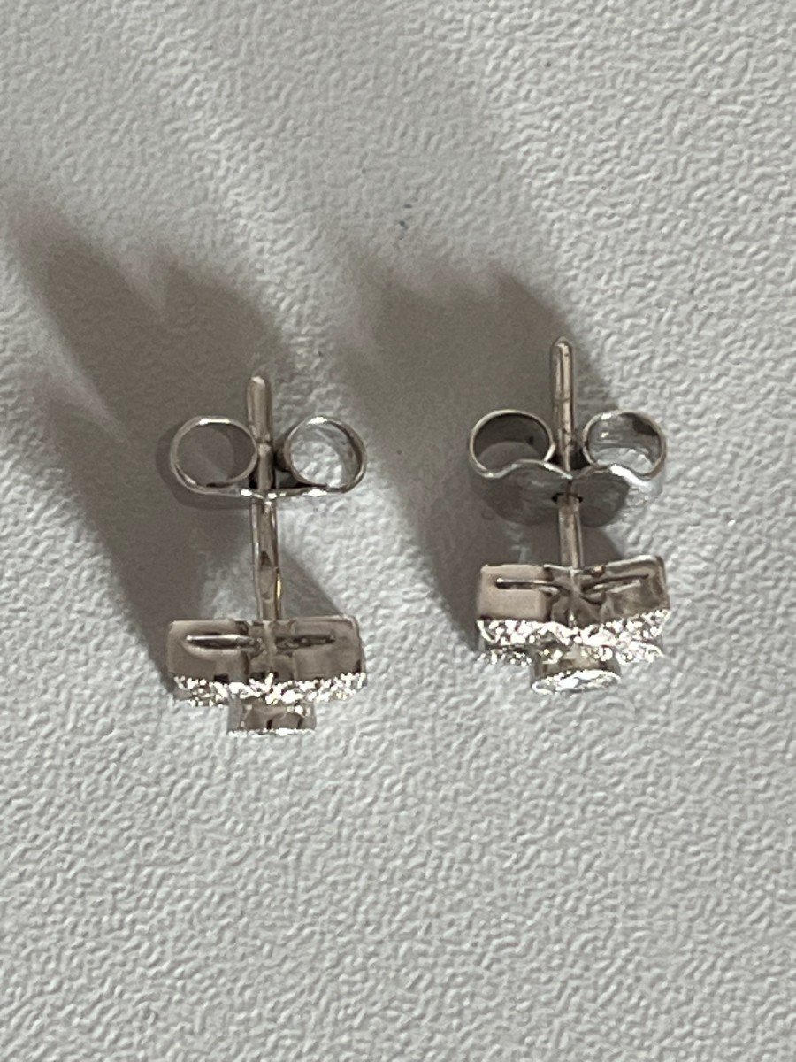 6281- Boucles d'Oreilles Fleurettes Or Gris Diamants-photo-2