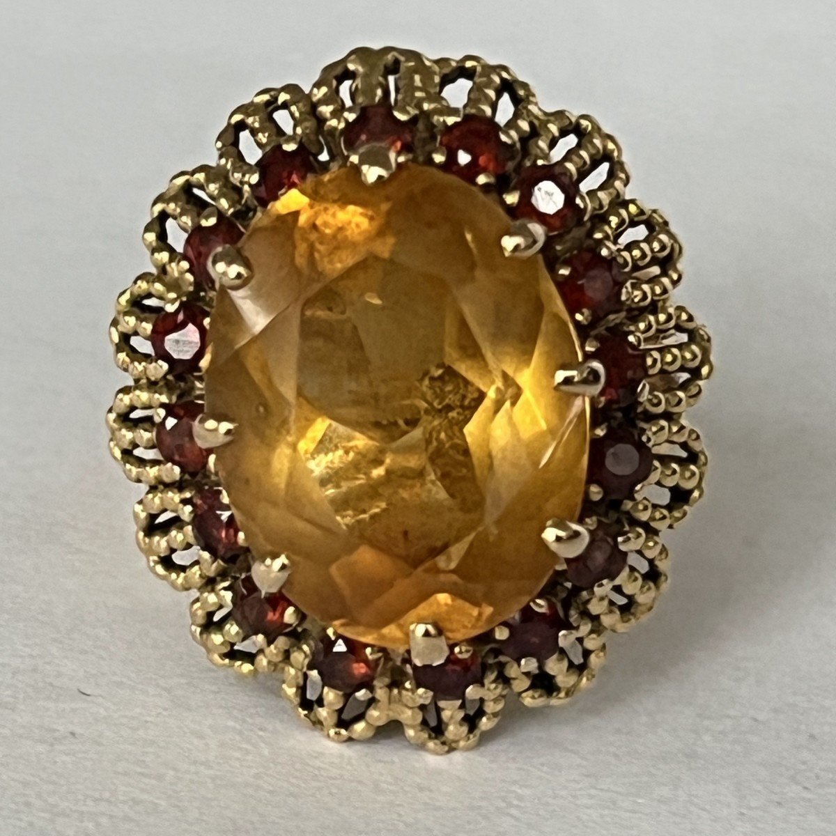 6285- Bague Fils d'Or Jaune Citrines Années 1950