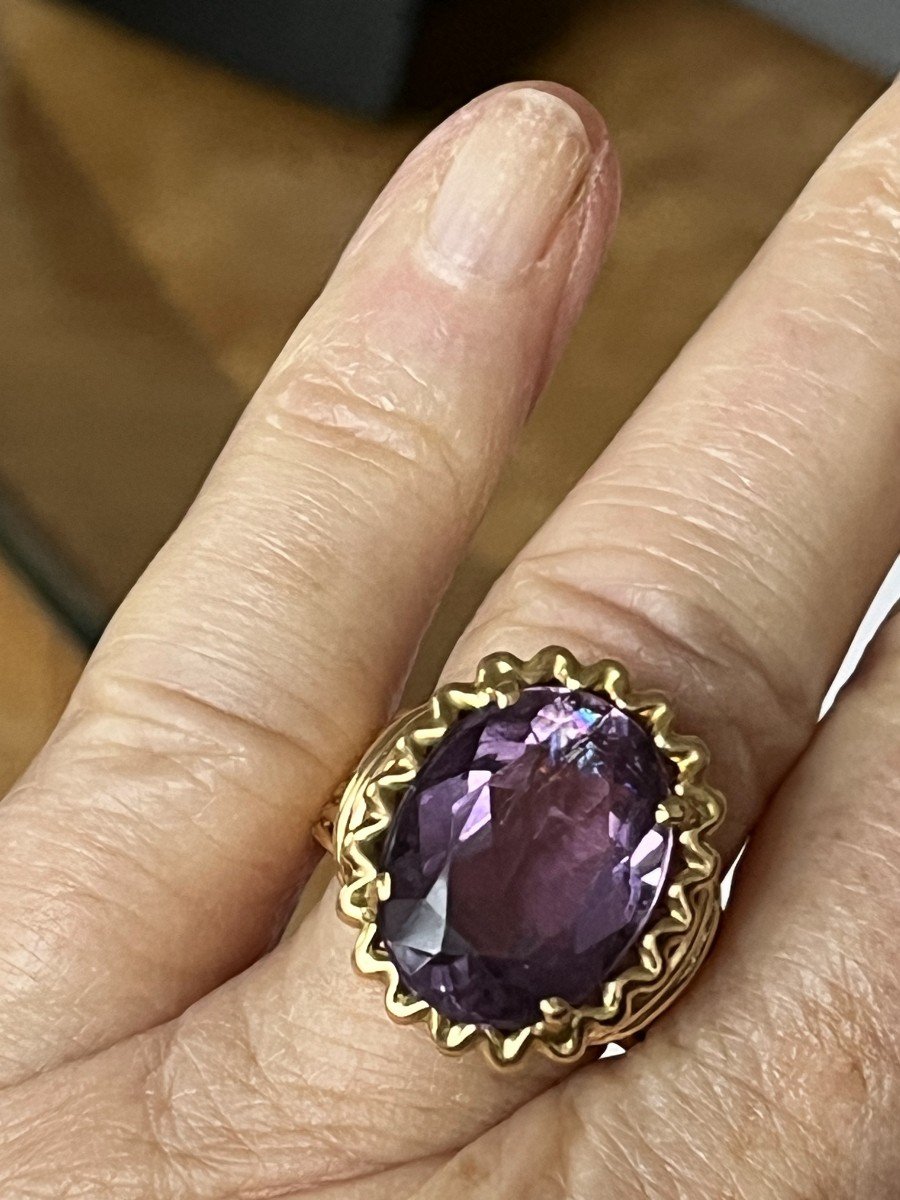 6302- Yellow Gold Amethyst Ring 1960s-photo-2