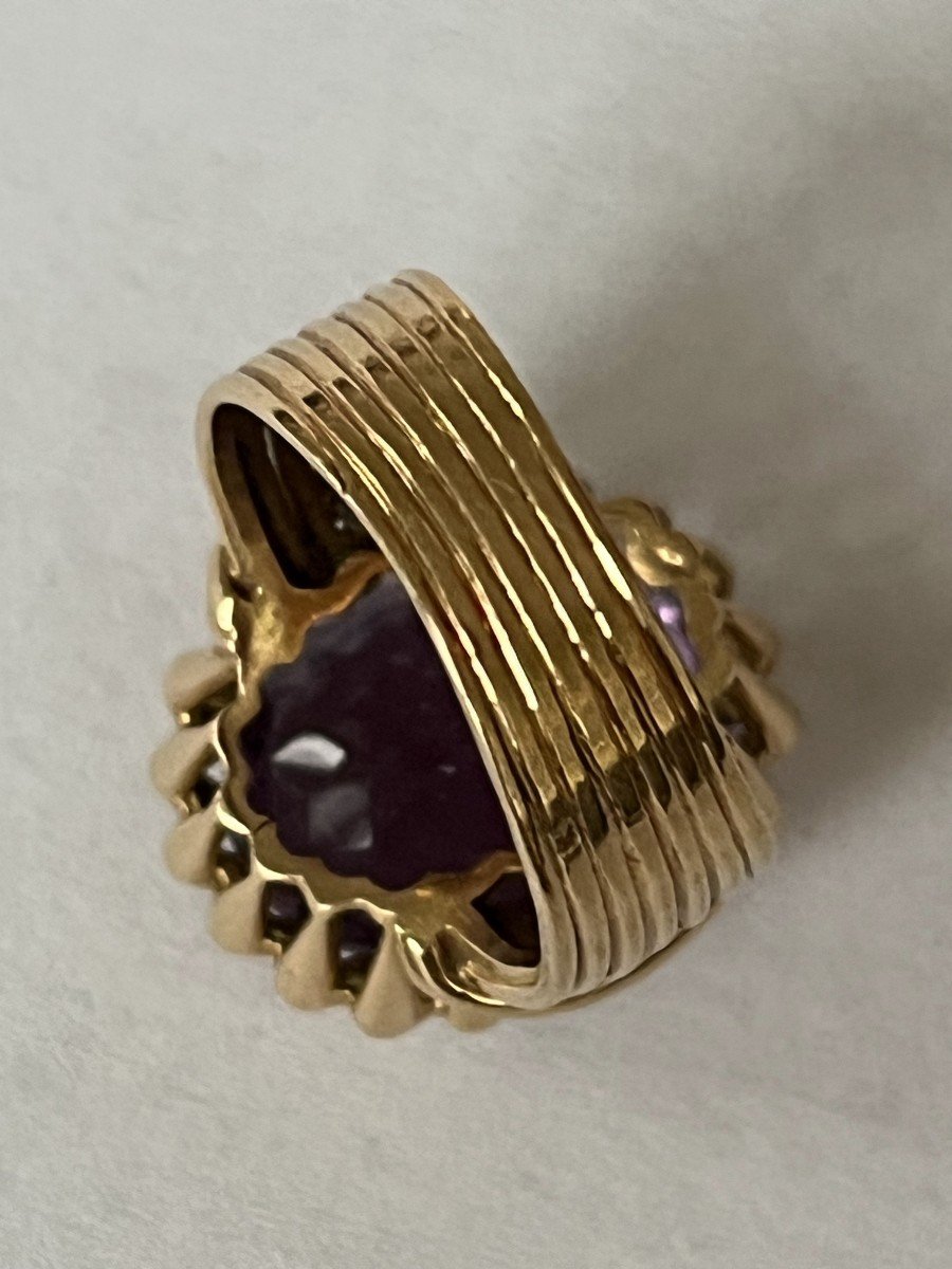 6302- Yellow Gold Amethyst Ring 1960s-photo-3