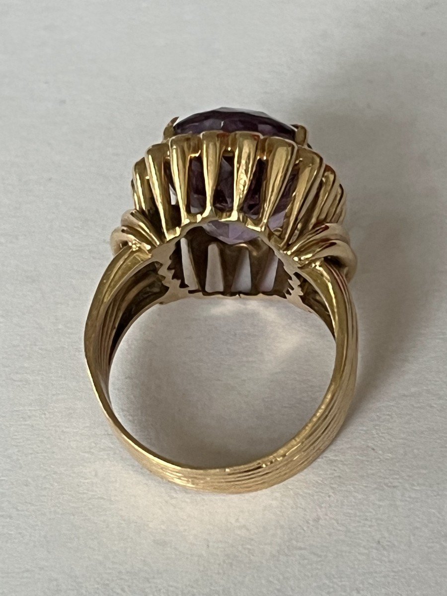 6302- Yellow Gold Amethyst Ring 1960s-photo-4