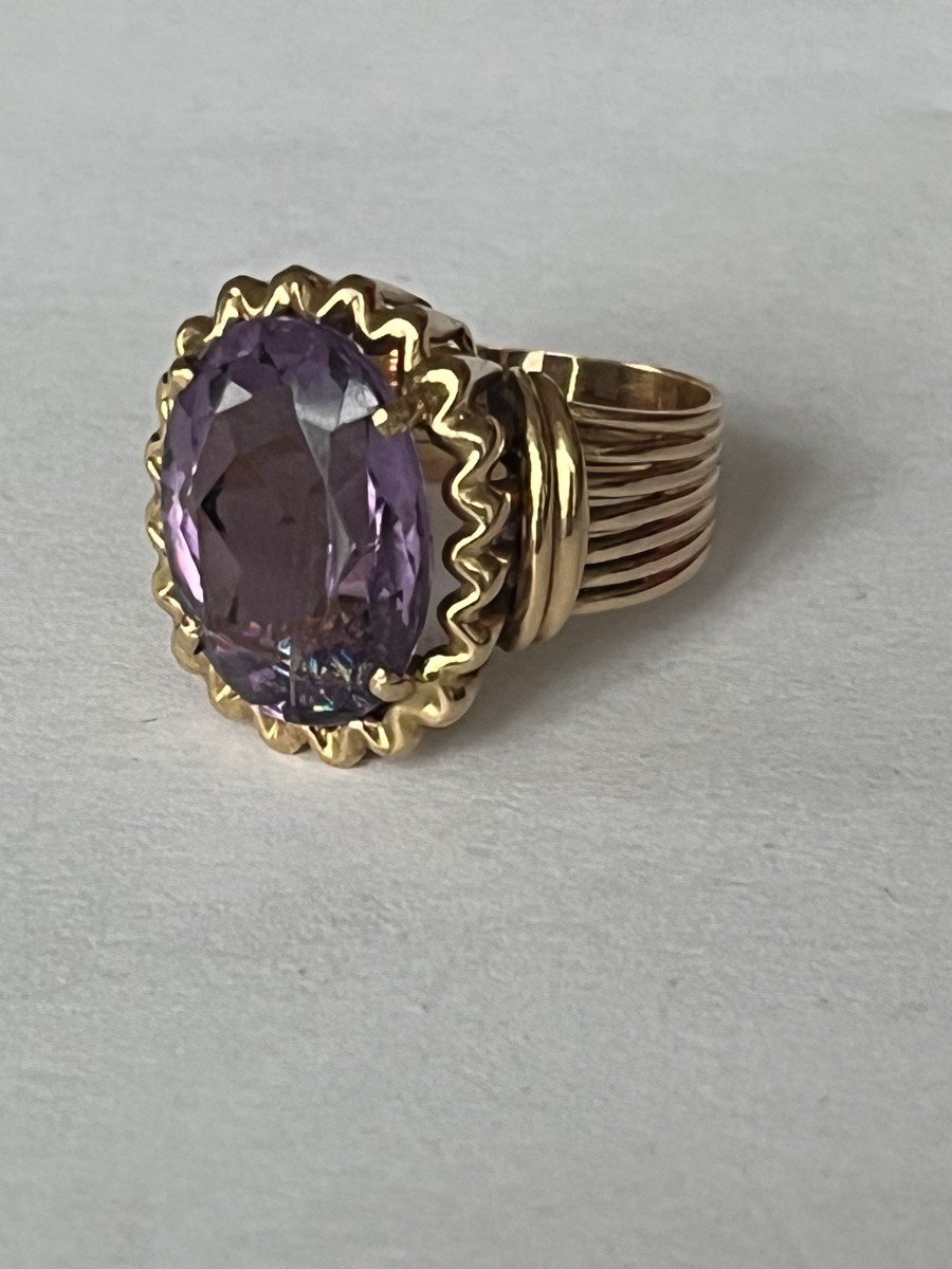 6302- Yellow Gold Amethyst Ring 1960s-photo-1