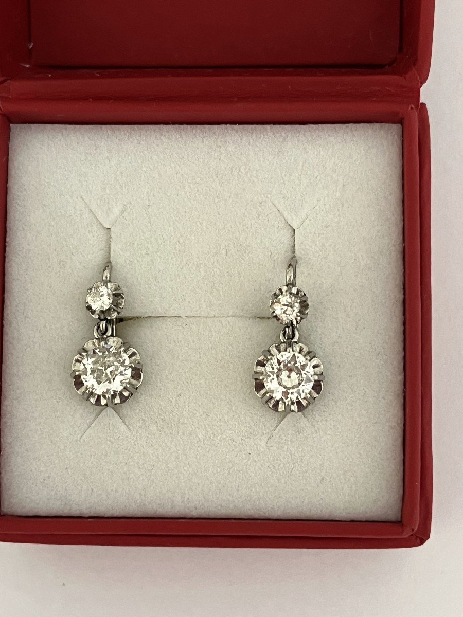 3092- White Gold Diamond Sleeper Earrings-photo-5