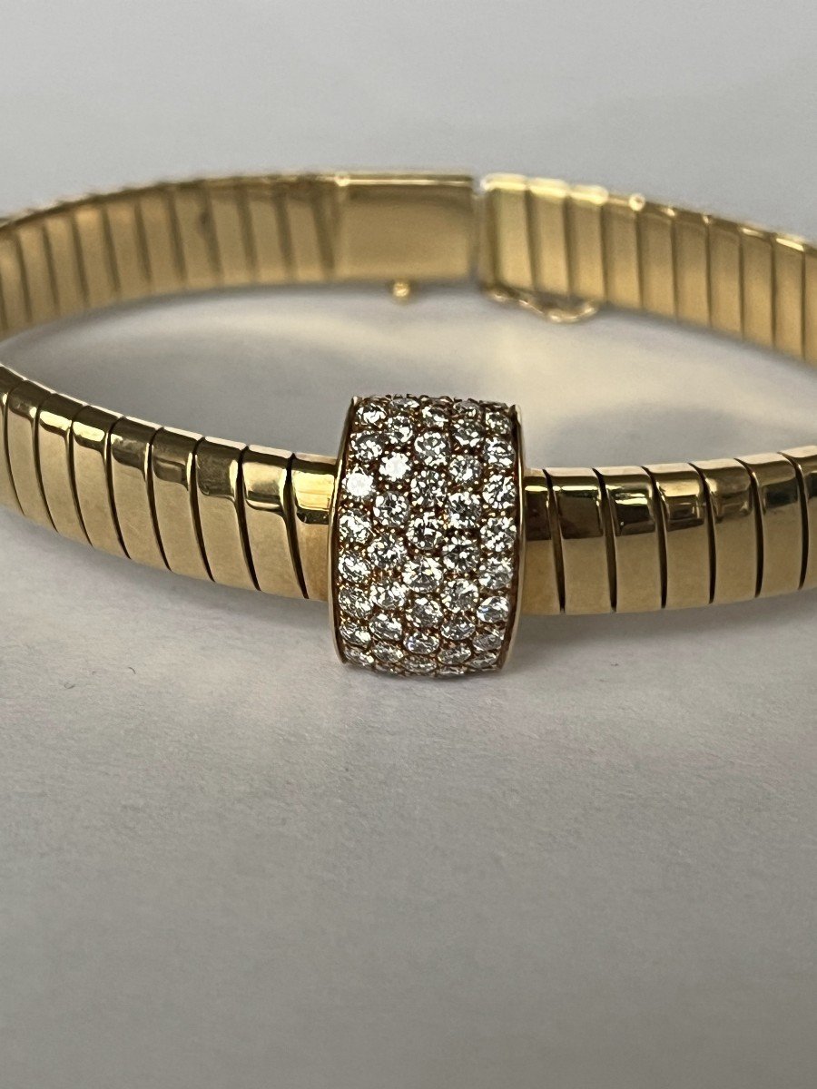 6240- Tubogaz Yellow Gold Diamond Bracelet-photo-4