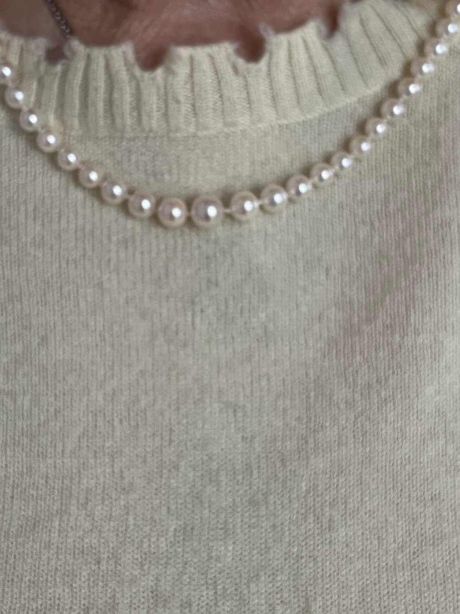 6243- Falling Pearl Necklace Platinum Clasp Diamonds-photo-2