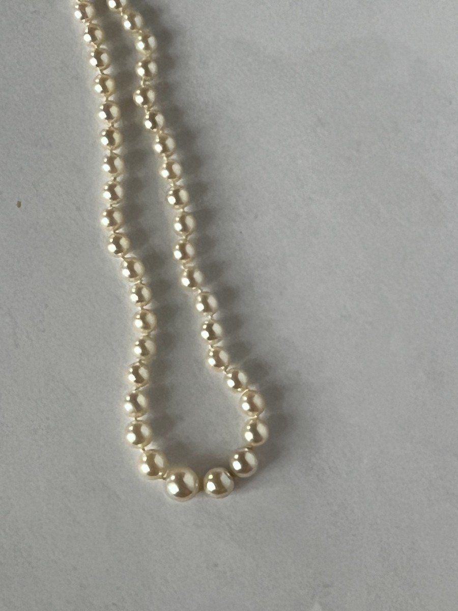 6243- Falling Pearl Necklace Platinum Clasp Diamonds-photo-3