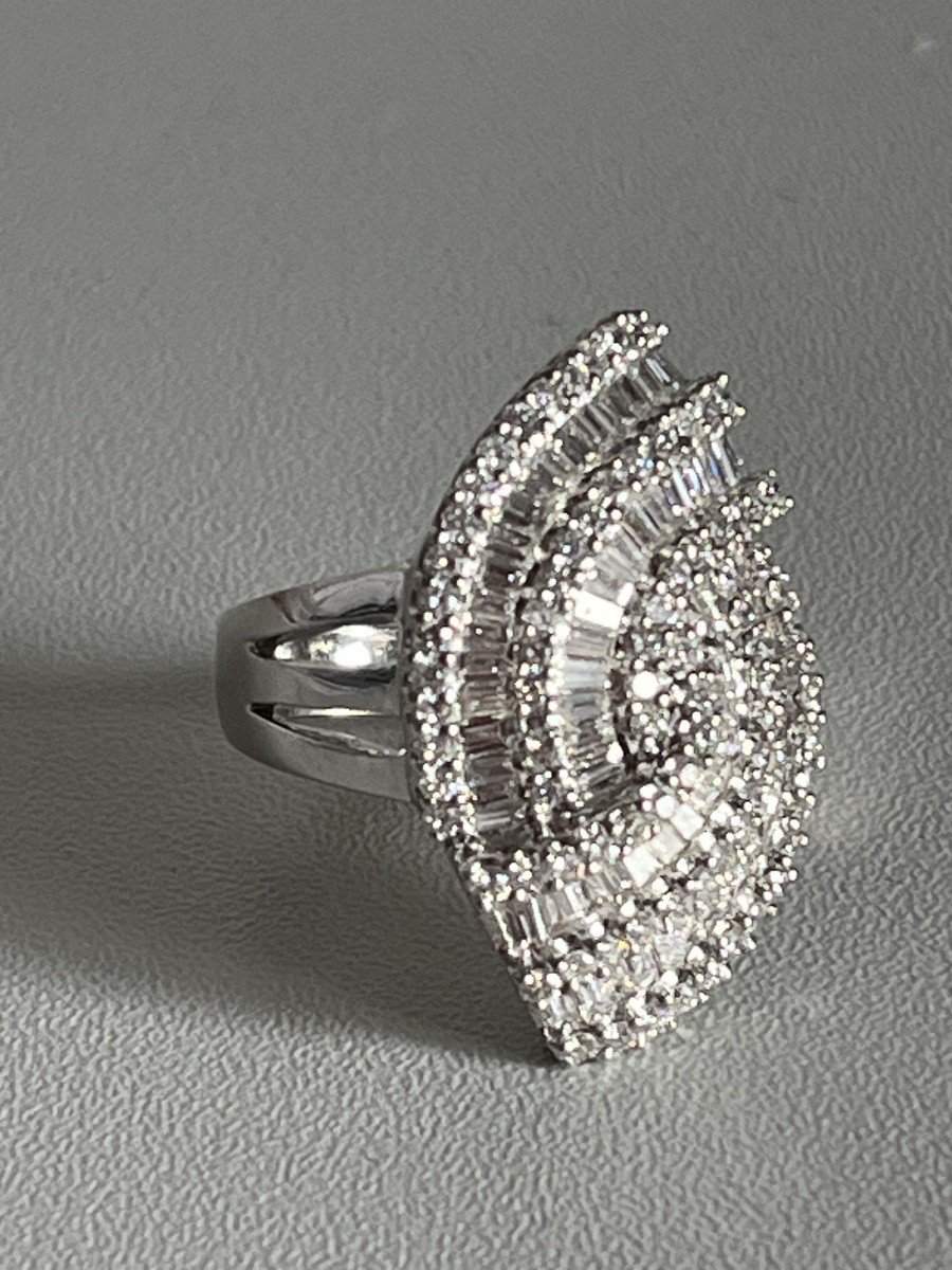 6317- Importante Bague Marquise Or Gris Diamants 4,20 Ct-photo-1