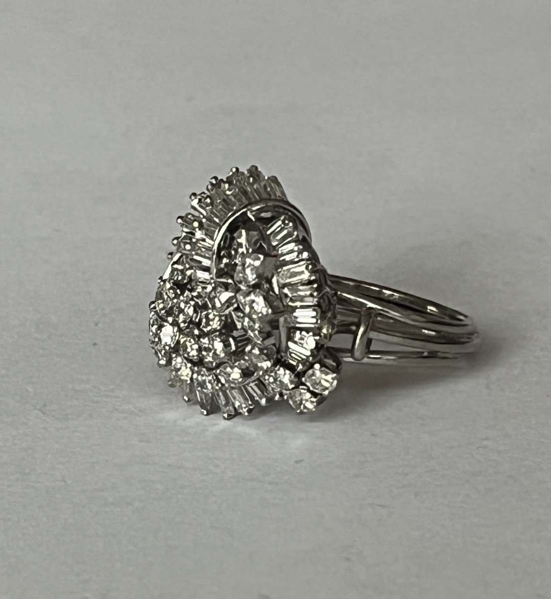 6328- White Gold Diamond Cocktail Ring-photo-4