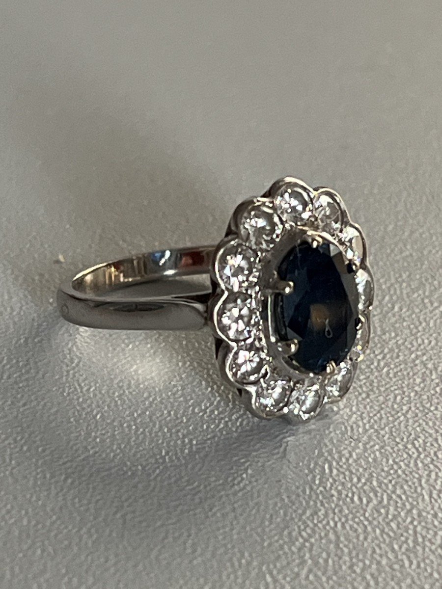 6350- White Gold Sapphire Diamond Ring-photo-1