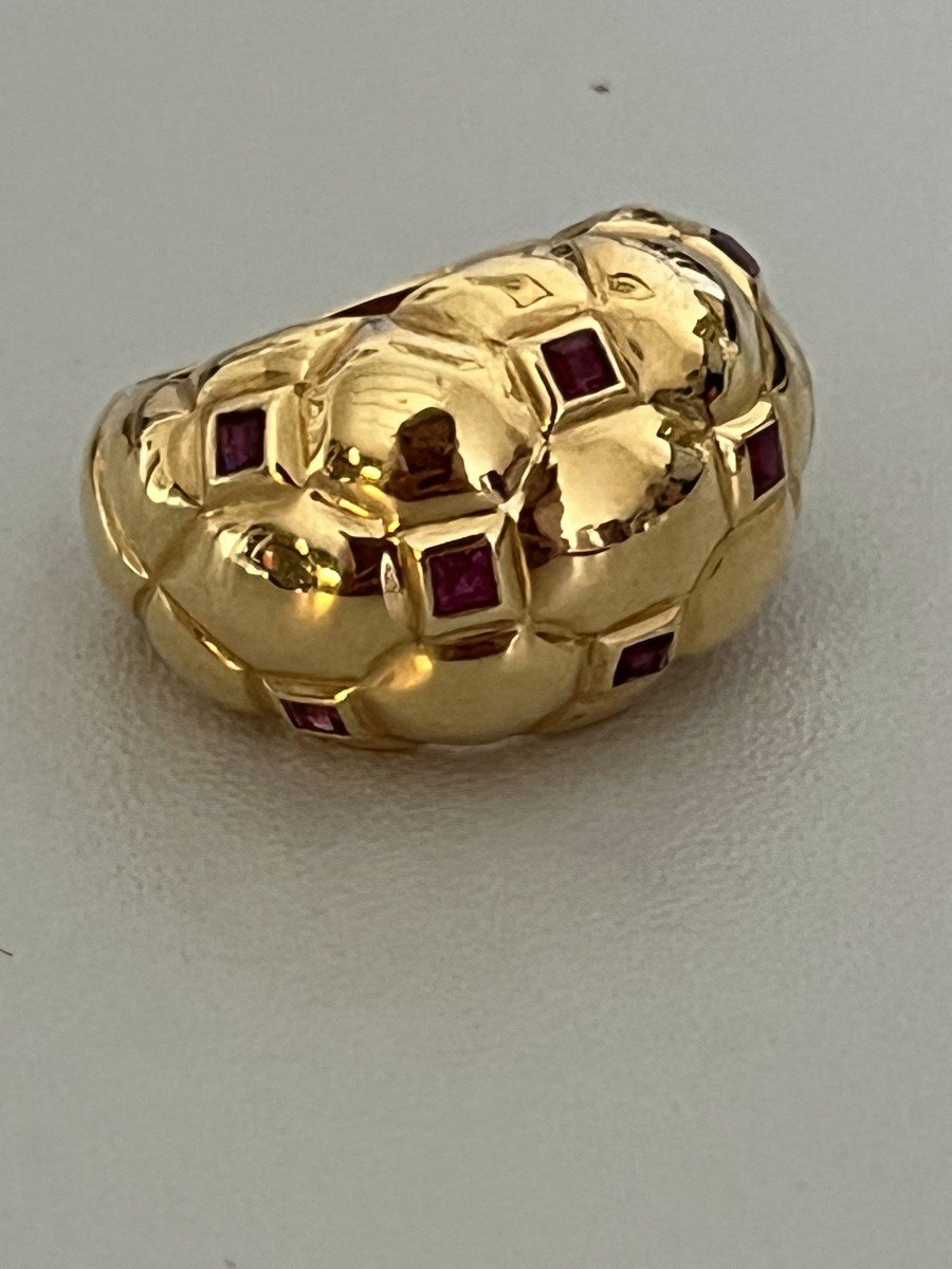 5565- Bague Boule Or Jaune Rubis-photo-4