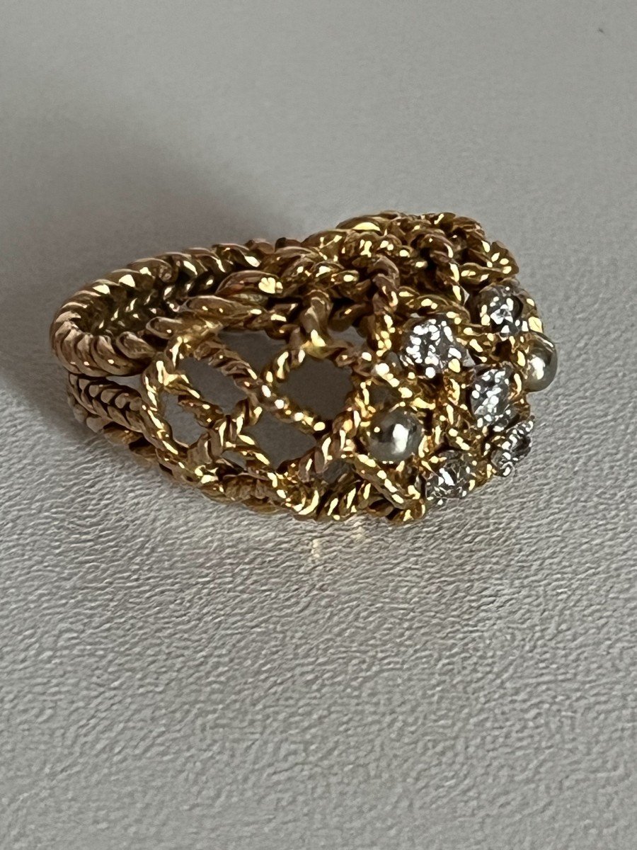 6204- Yellow Gold Dome Ring With Diamonds-photo-4