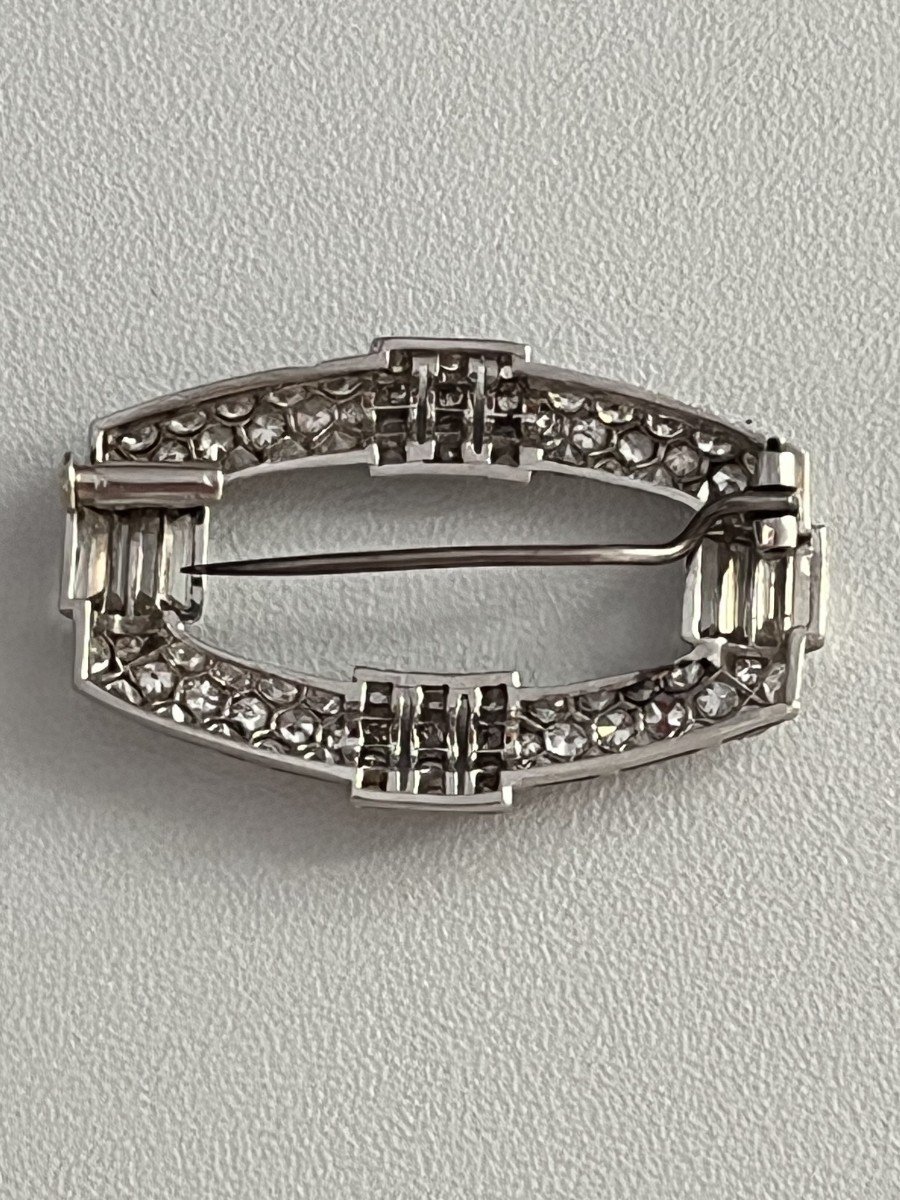 6210- Art Deco Platinum Diamond Brooch-photo-2