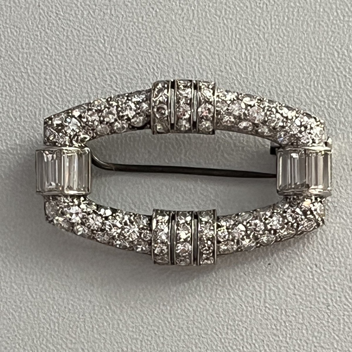 6210- Art Deco Platinum Diamond Brooch