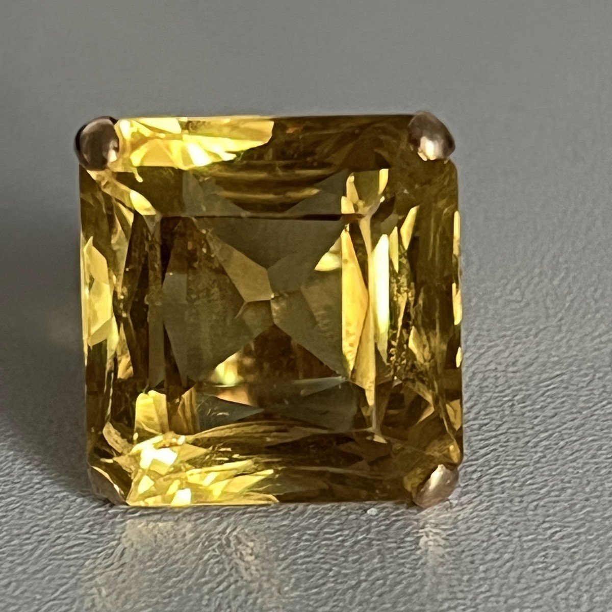 6282- Bague Cocktail Or Jaune Citrine