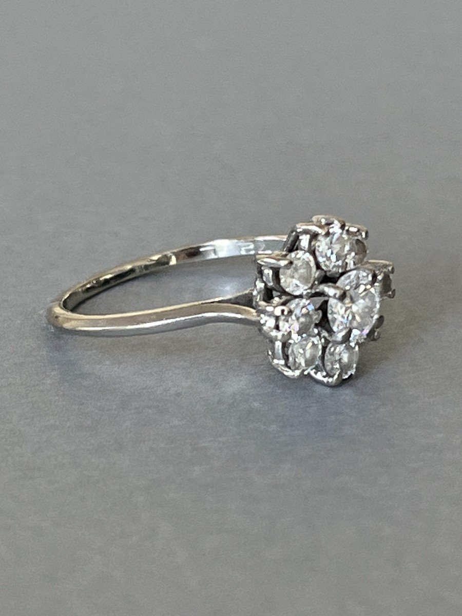 6333- White Gold Flower Ring With Diamonds (approx. 1.00 Ct)-photo-1