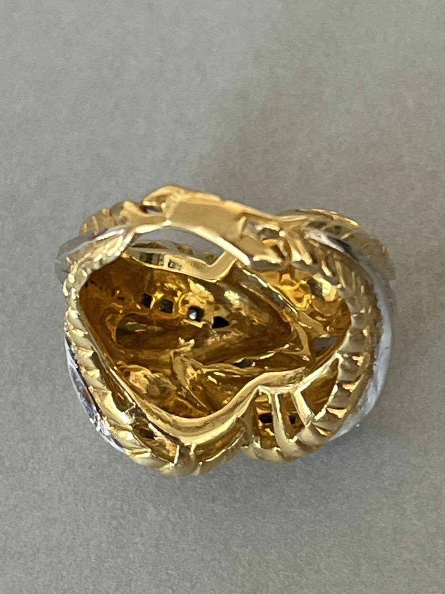 6348- Yellow Gold Foliage Ring With Diamonds From The 1970s-photo-3