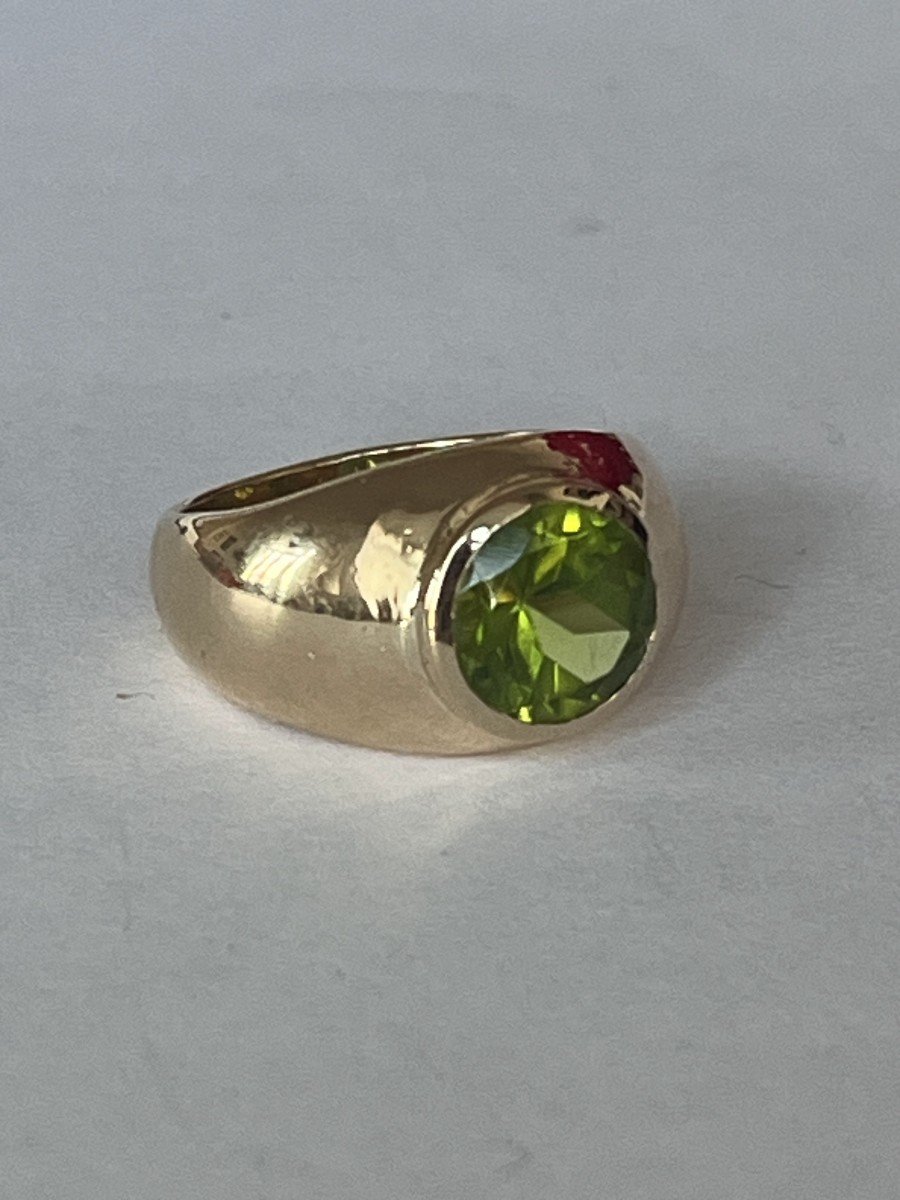 6188- Yellow Gold Peridot Bangle Ring 4.00 Ct-photo-2