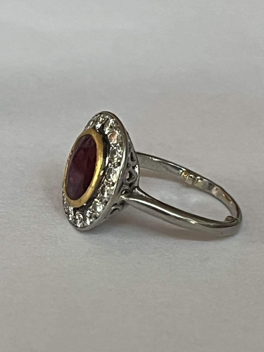 6345- Yellow Gold Platinum Certified Ruby Diamond Ring-photo-1