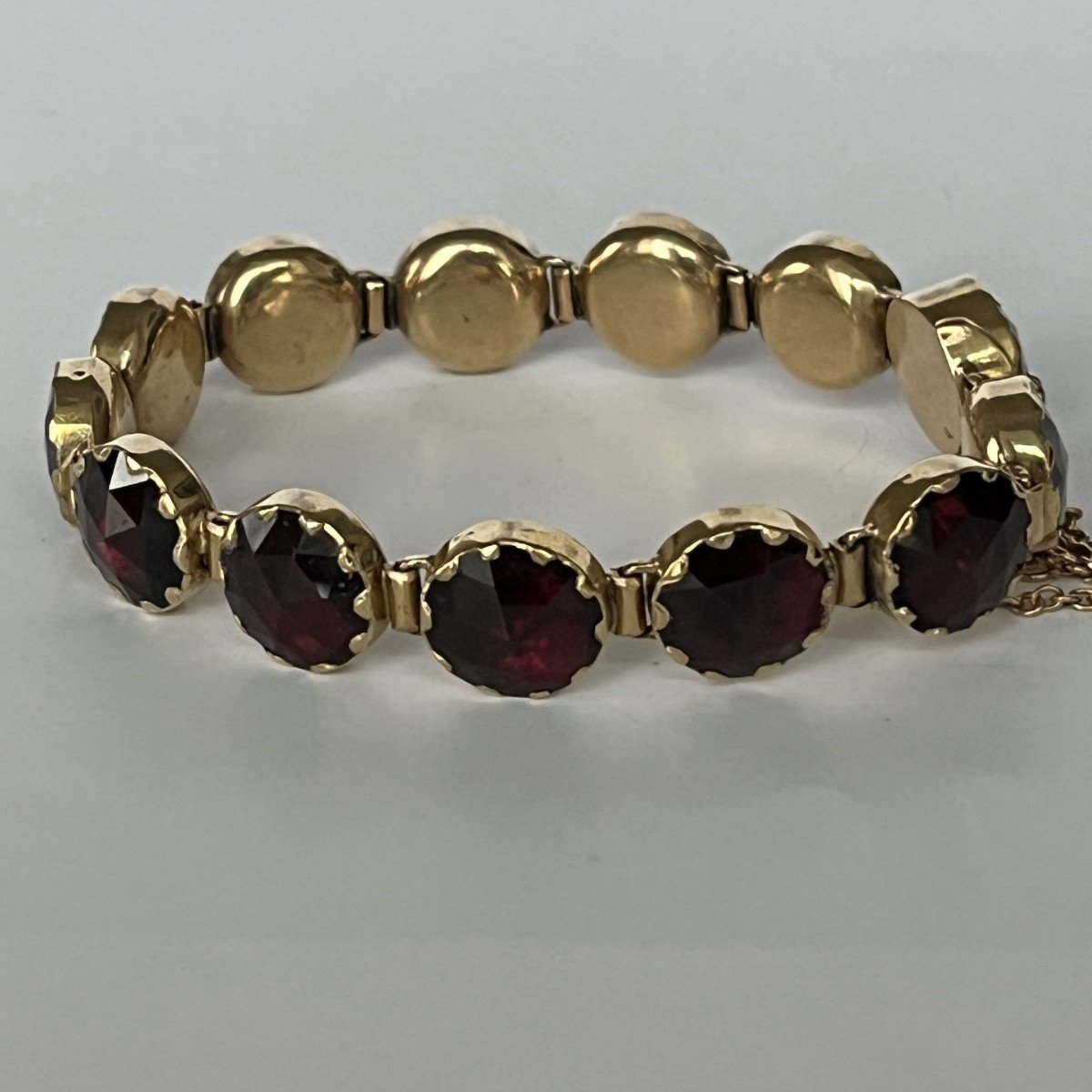 6263- Bracelet Ancien Or Jaune Grenats