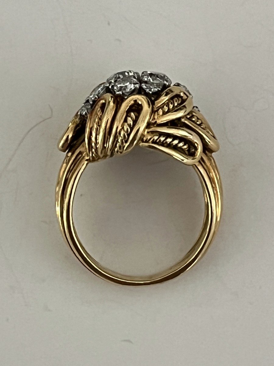 1450- 1940s Yellow Gold Diamond Ring-photo-3