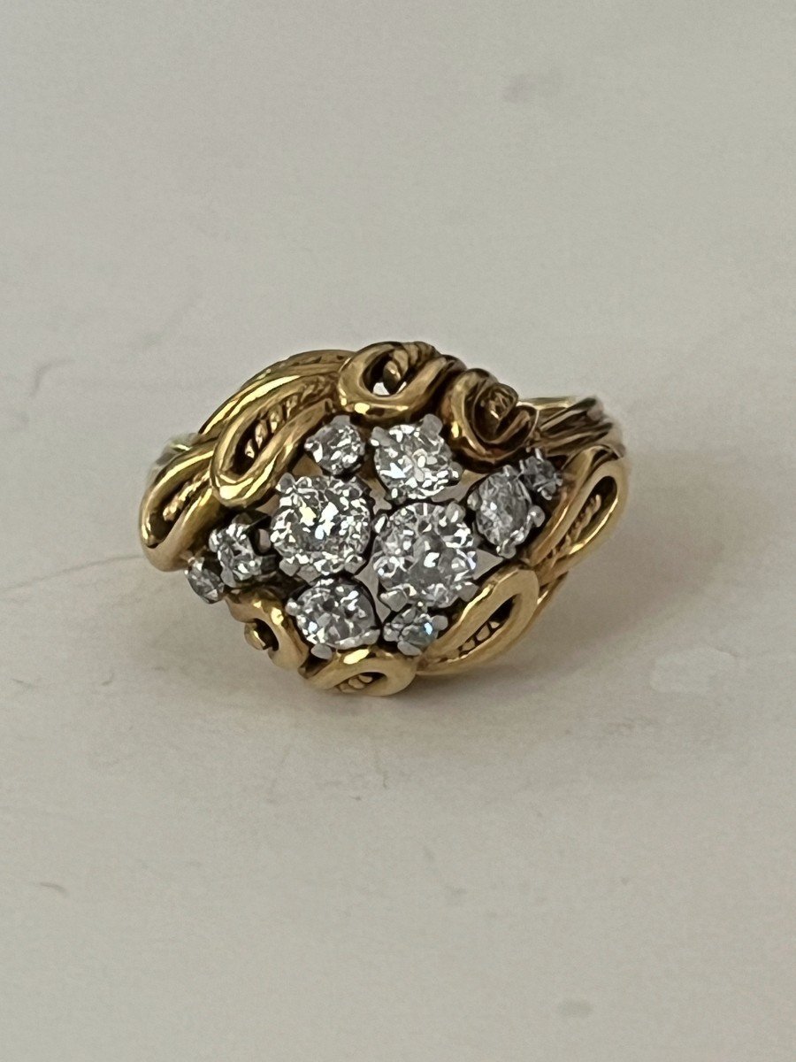 1450- 1940s Yellow Gold Diamond Ring-photo-1