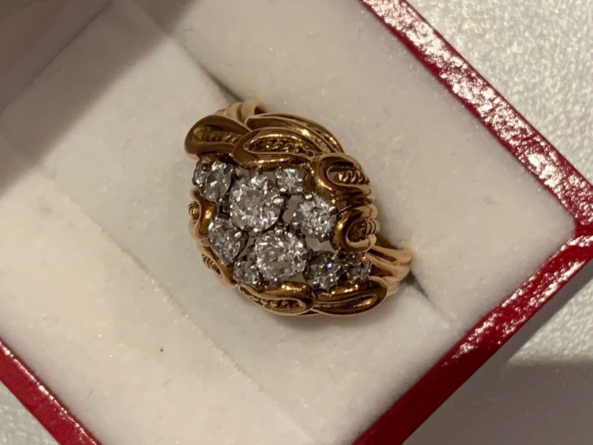 1450- 1940s Yellow Gold Diamond Ring-photo-2