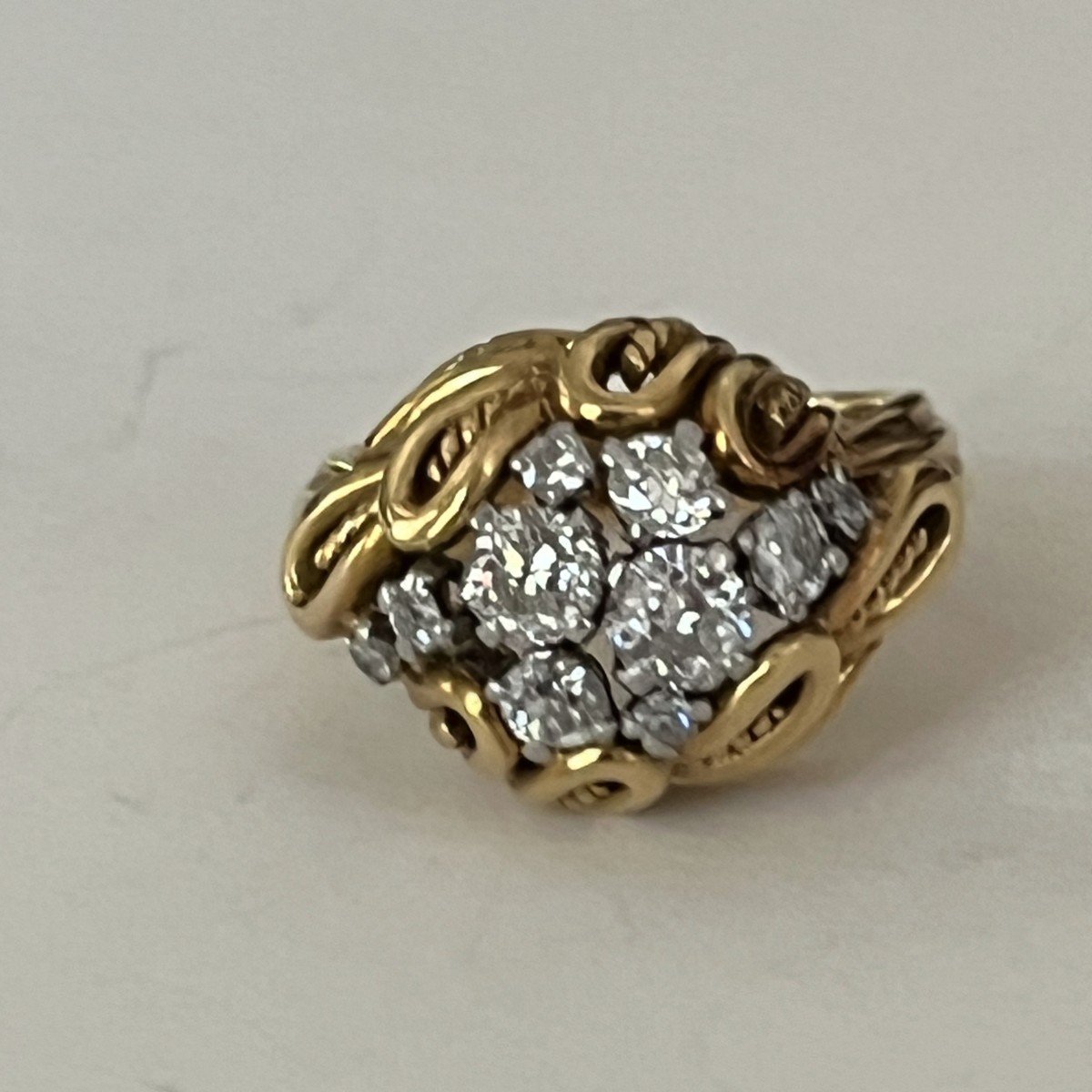 1450- 1940s Yellow Gold Diamond Ring