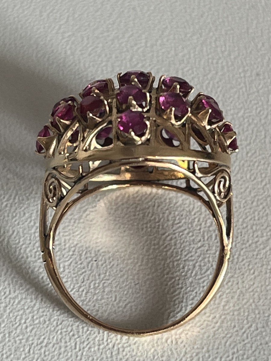 4757- Bague Boule Or Jaune Rubis-photo-3