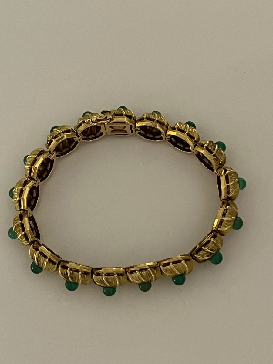 5059- Yellow Gold Chrysoprase Bracelet-photo-3