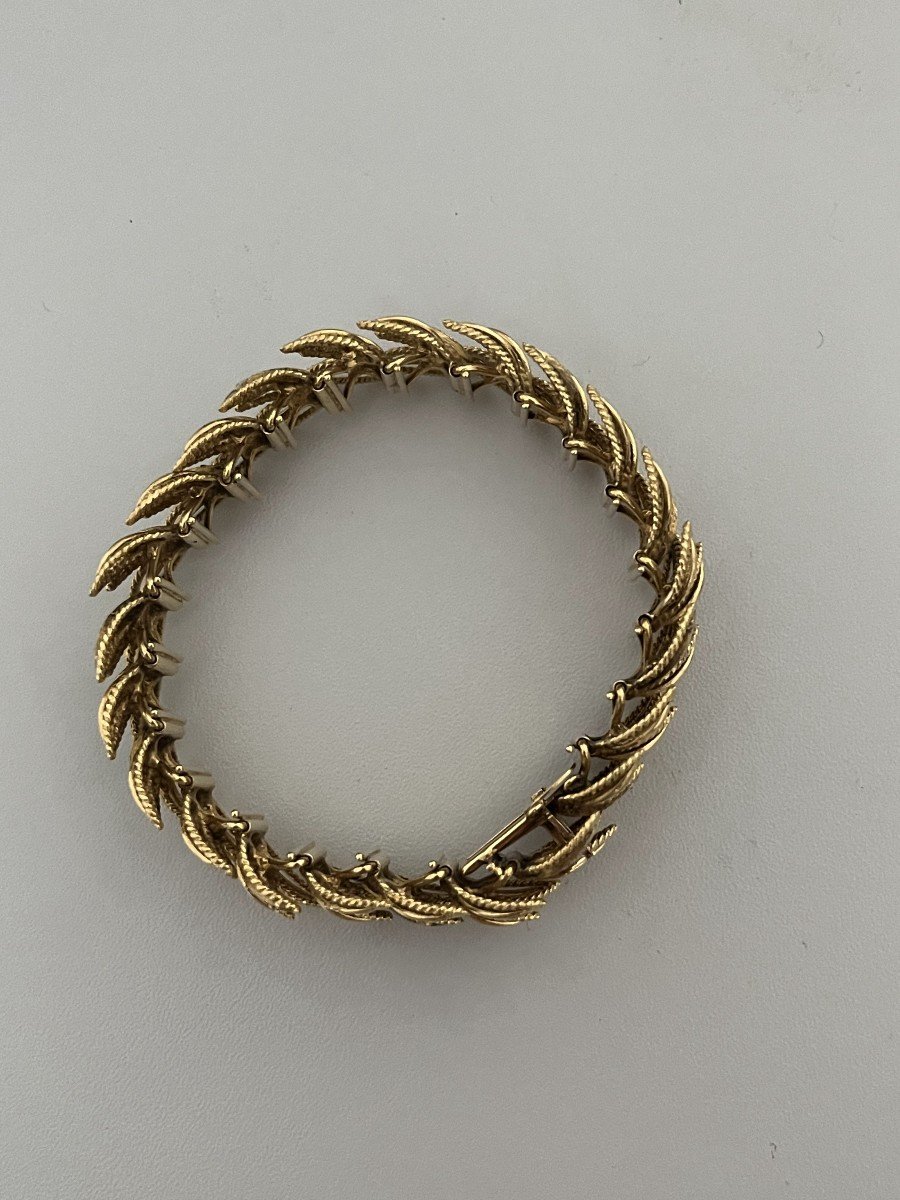 6193a- Yellow Gold Foliage Bracelet With Diamonds-photo-2