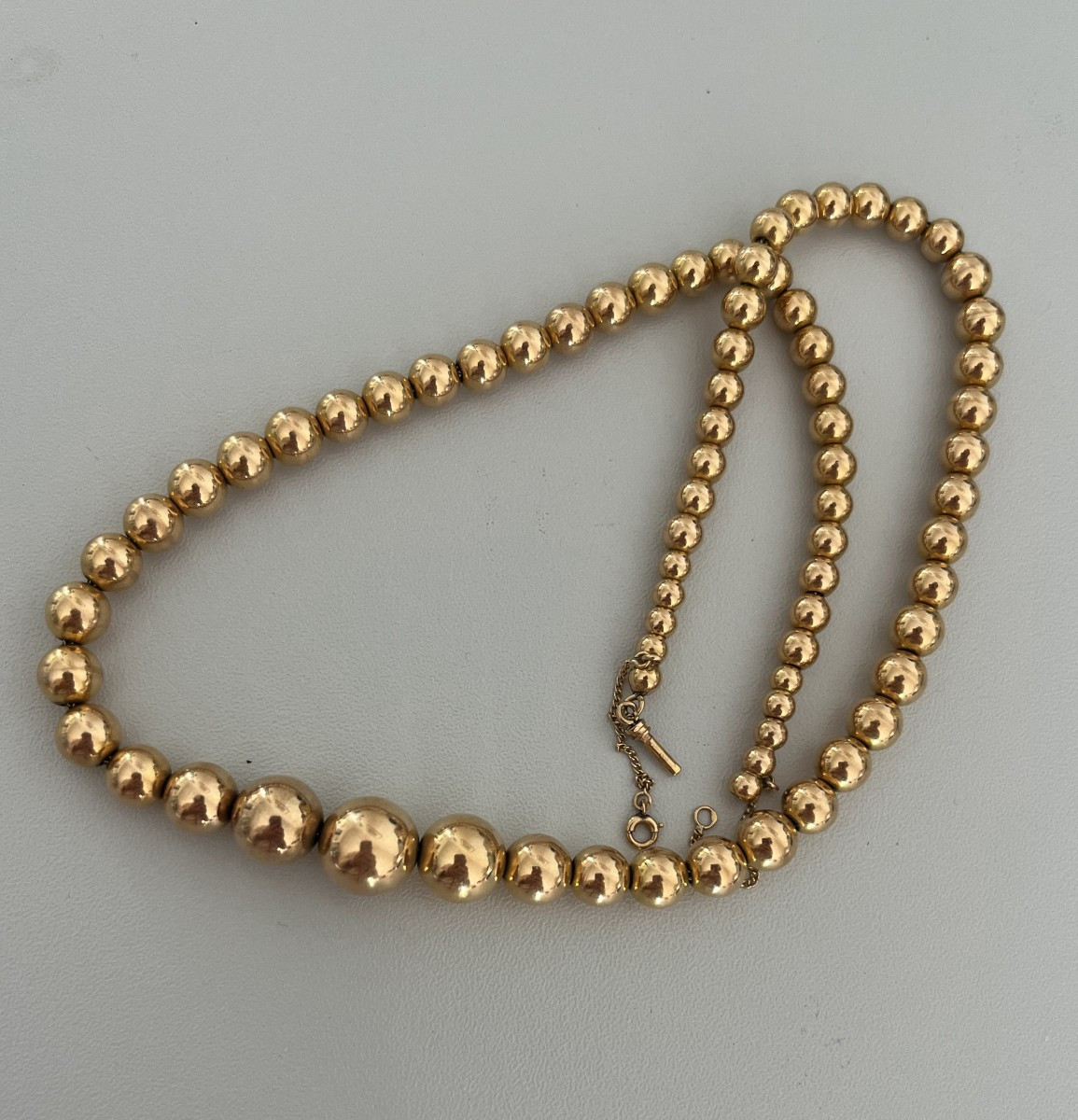 6407- Collier Marseillais Boules d'Or Jaune 42 Cm